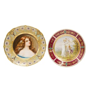 Pair of Royal Vienna Porcelain Portrait Plates