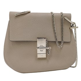 Chloe Grained Lambskin Drew Shoulder Bag Motty Grey