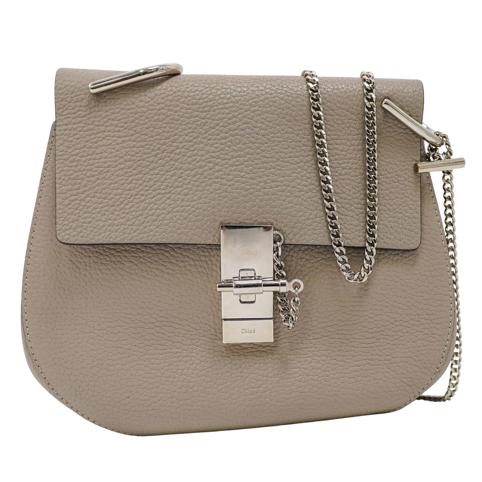 Chloe Grained Lambskin Drew Shoulder Bag Motty Grey: Chloe Grained Lambskin Drew Shoulder Bag Motty Grey2016, ItalyThis Chloe bag in grained lambskin drew shoulder bag in motty grey. This messenger style bag is crafted of grained lambskin leather.The sh