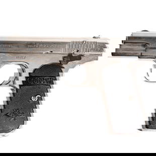 Colt 380 (Model: M) Pocket Auto Pistol: Colt 380 (Model: M) Pocket Auto PistolUSAColt 380 nickle plated pocket auto pistol (Model: M)Cal. 380H: 4 7/16 Length: 6 1/16