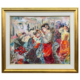Sevit Francis 'Ladies with Flowers' Embellished Giclee