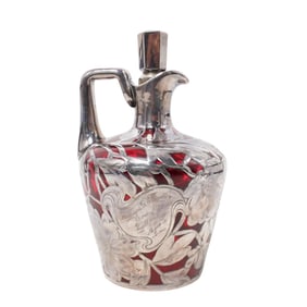 Steuben Sterling Silver Overlay Glass Pitcher