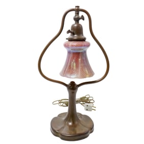 Antique Handel Bronze Harp Desk Lamp