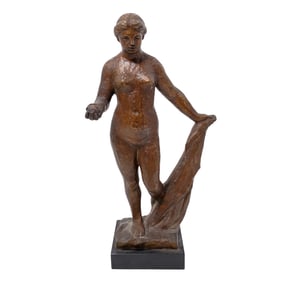 After Pierre August Renoir (1841-1919, France) Bronze Female Sculpture