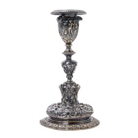 Antique Elkington Silver Plated Repousse Candle Holder