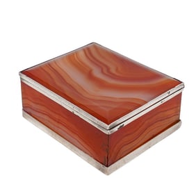 Vintage Agate and Sterling Snuff Box