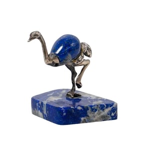 Lapis Lazuli And Silver Ostrich Figurine