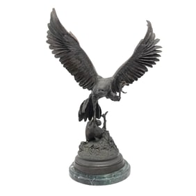 Jules Moigniez (1835-1894, French) Bronze Hawk Sculpture