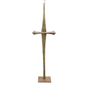 Mixed Metal Cross Sculpture