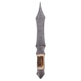 Antique Damascus Steel and Bone Dagger