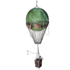 Attrib. Jim Lewk (French/Amer. 20th century) Metal and Glass Hot Air Balloon