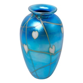 Carl Radke Iridiscent Blue Art Glass Vase