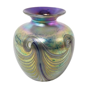 Stephen Fellerman Iridescent Art Glass Vase