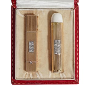 Vintage Cartier 14k Gold Lipstick, Watch and Flashlight Set