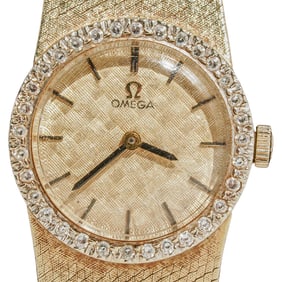 Vintage Omega 14k Gold and Diamond Watch