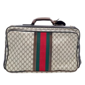 1980s Gucci GG Monogram Canvas & Leather Travel Bag