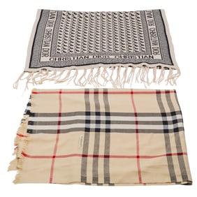 (2 Pc) Vintage Burberry & Christian Dior Scarves