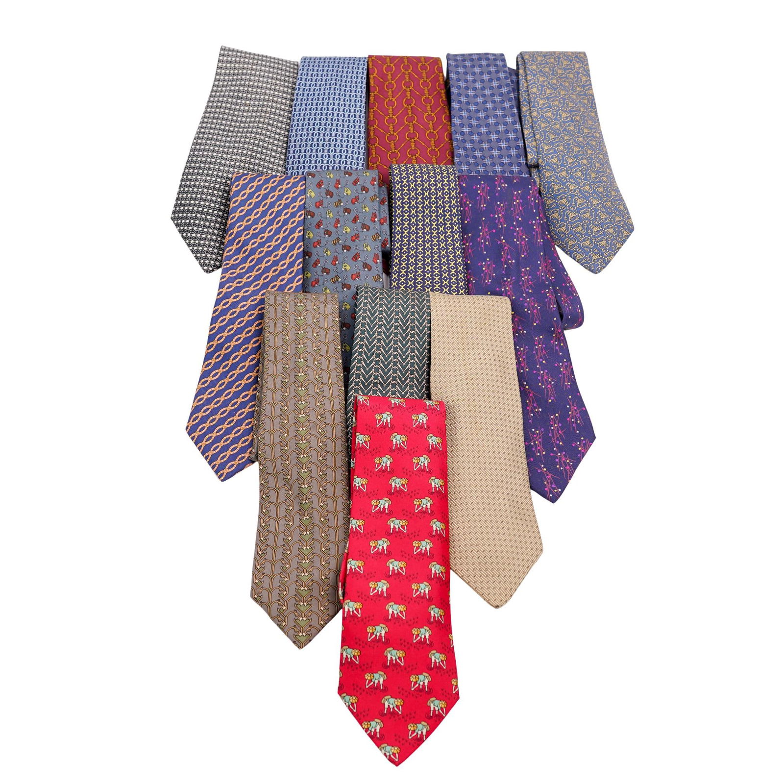 (13 Pc) Hermes Grouping of Silk Ties Vintage Collection (1 of 6)
