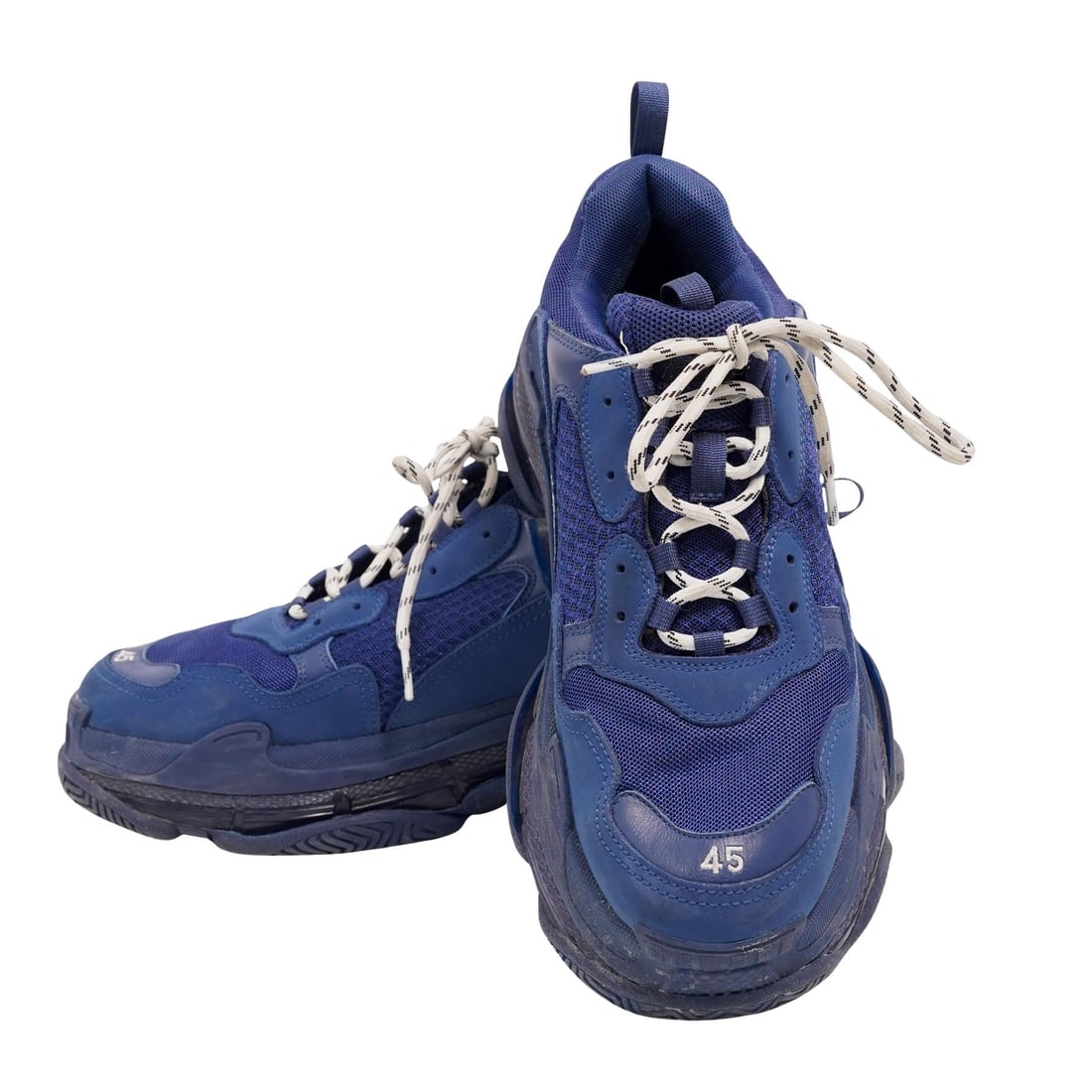 Pair of Balenciaga Sneakers: Pair of Balenciaga SneakersMid 20th-early 21st century, Paris (manufactured in China)A pair of blue Balenciaga sneakers. Marked inside on tongue size "US 12, made in China, style no. 541624". Marked o