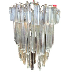 Mid Century Modern Chrome & Glass Waterfall Chandelier