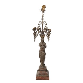 Antique Bronze Neoclassical Figural Candelabra