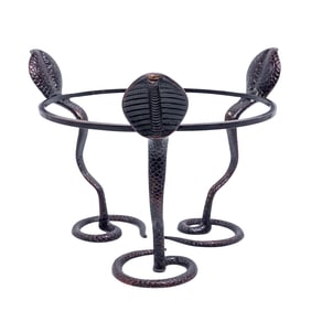 Vintage Circular King Cobra Snakes Bronze Stand