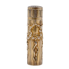 Antique French Vermeil Sterling Silver Floral Perfume Bottle