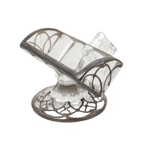 Antique Sterling Silver Overlay Glass Sugar Cube Holder
