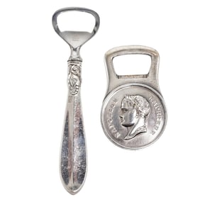 (2 Pc) Frigast & Christofle Silver Bottle Openers