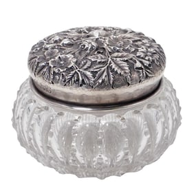 Antique S. Kirk & Son Sterling Silver / Glass Vanity Box