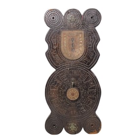 1714 Carved Wood European Sundial