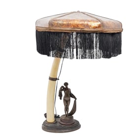 Antique Bone & Bronze Lamp