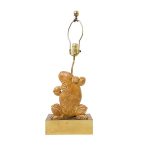 Vintage Chapman Industries Gilt Metal Frog Lamp