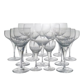 (14 pcs) Rosenthal Dotted Crystal Stemware Set