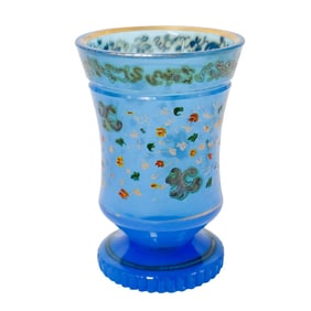 Antique French Napoleon III Period Blue Opaline Footed Vase