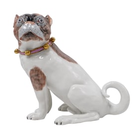 Antique Dresden Sitzendorf Porcelain Pug Figurine