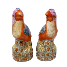 (2 Pc) Pair of French Porcelain Bird Large Figurines