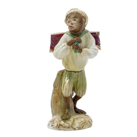 Antique Volkstedt Porcelain Monkey Drummer Figurine