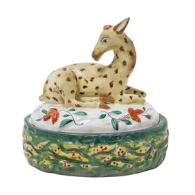 Antique French Delft Faience Butter Dish