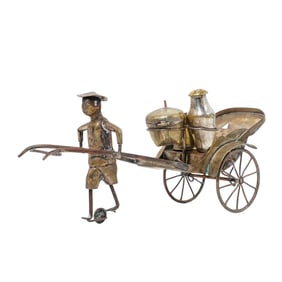 Vintage Chinese Metal Rickshaw Condiment Set