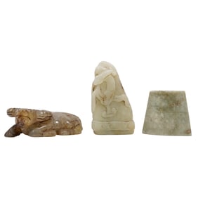 (3 Pc) Chinese Carved Jade Pendants