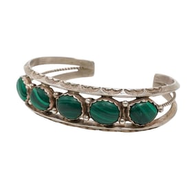 Harry Spencer (20th cent-, USA) Navajo Sterling & Malachite Cuff