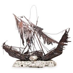 Attrib. Jim Lewk (French/Amer., 20th century) Metal Shipwreck Sculpture