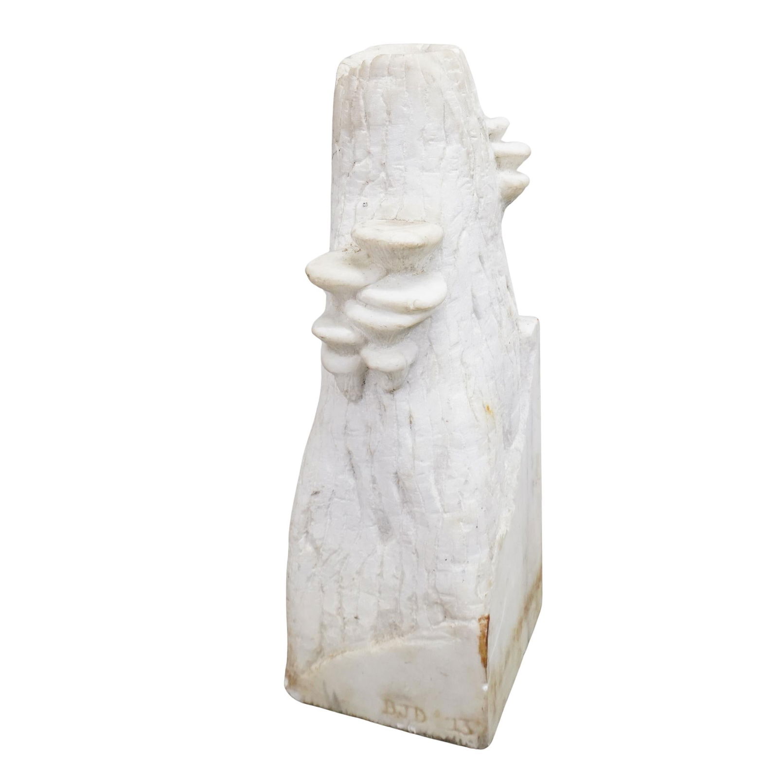 Signed "BJD" Carved Marble Stump Sculpture (1 of 5)