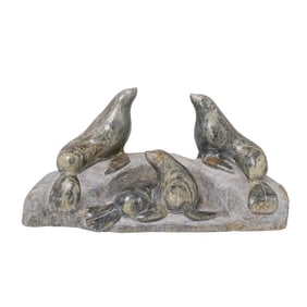 Hand Carved Inuit Soapstone Seal Sculpture