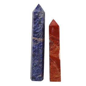 (2 pcs) Large Red Jasper & Sodalite Obelisks