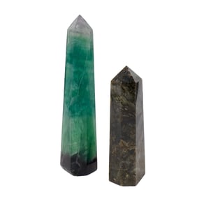 (2 pcs) Set of Fluorite & Labradorite Crystal Obelisks