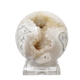 Pair of Crystal Orbs & Lucite Base