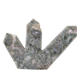 Moss Agate Pointed Crystal Cluster