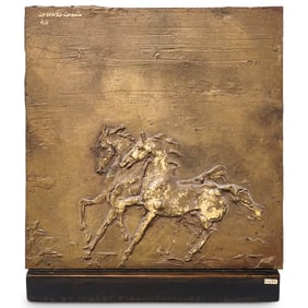 Lorenzo Cascio (Italian, b. 1940) Bronze Horse Plaque
